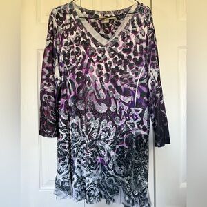 46.  Laura Ashley Blouse Purple Multi Size XL Tunic